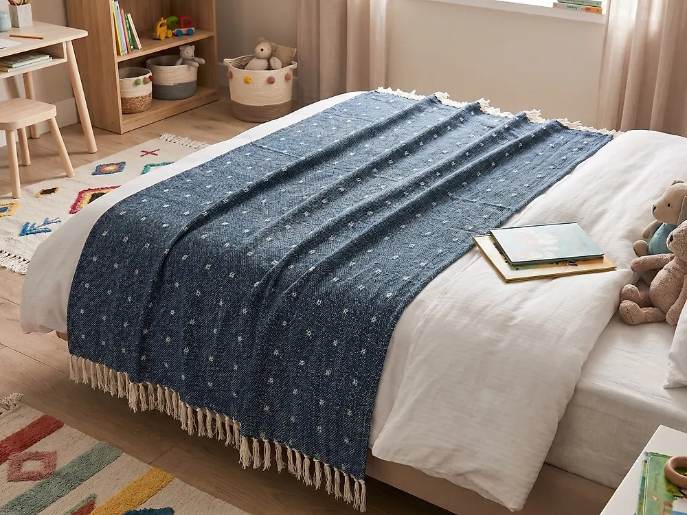 Kuscheldecke TAARI Baumwolle 130 x 170 cm Blaugrün_1183641
