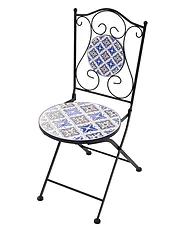 Gartenstuhl 2er Set SIPONTO klappbar Metall Weiß / Blau_1155772