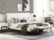 Bett mit Lattenrost Kunstleder BETIN 180 x 200 cm Hellbeige_1177916