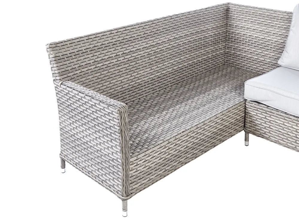 Garden Lounge Set with Table and Ottoman 9 Seater LACONA PE Rattan Light Grey Right Hand_918371