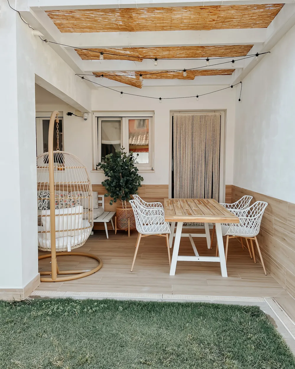 Garden Dining Table SCANIA 170 cm 80 cm Acacia Wood White_878198