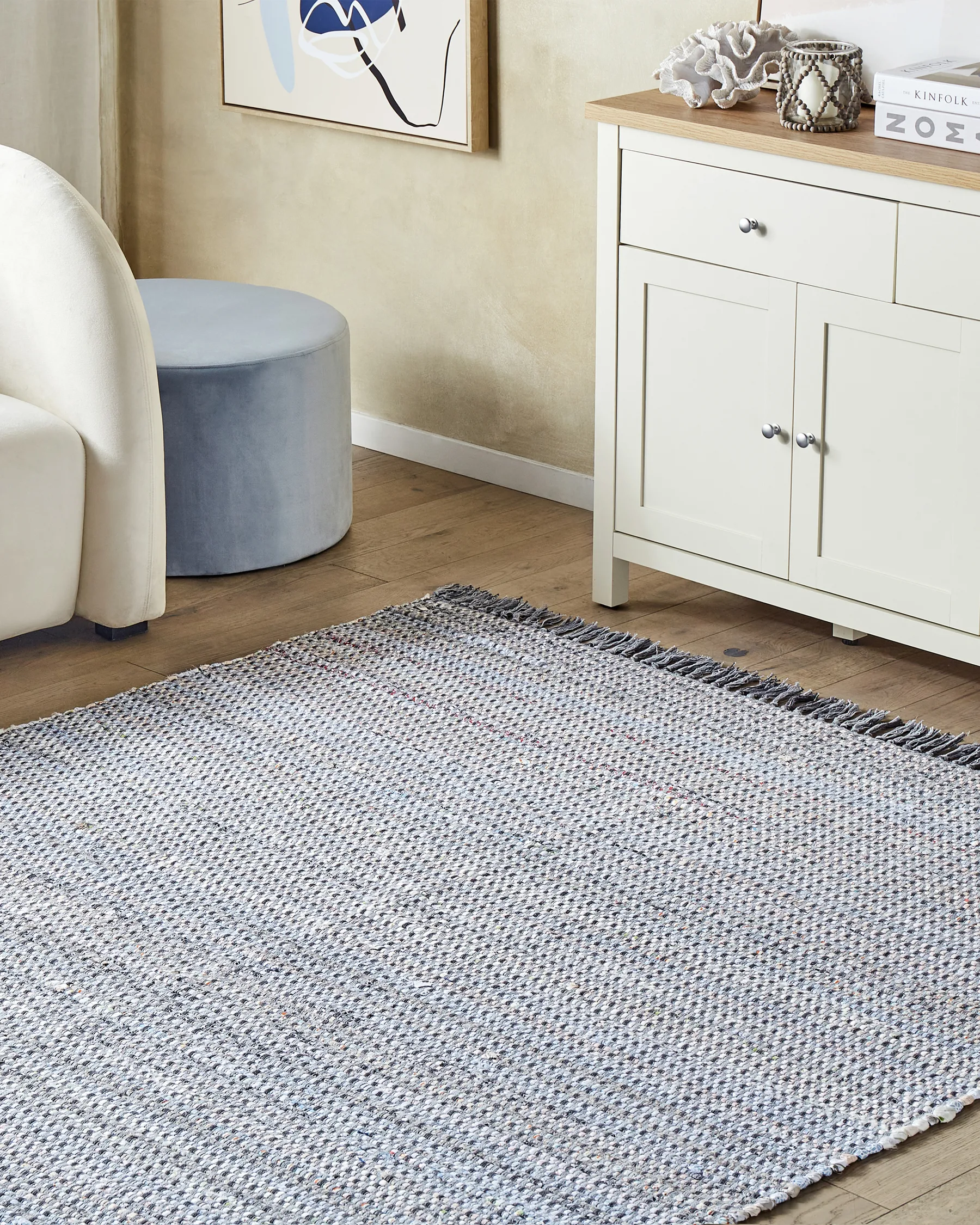 Rug BESNI Grey 140 x 200 cm Cotton_530987