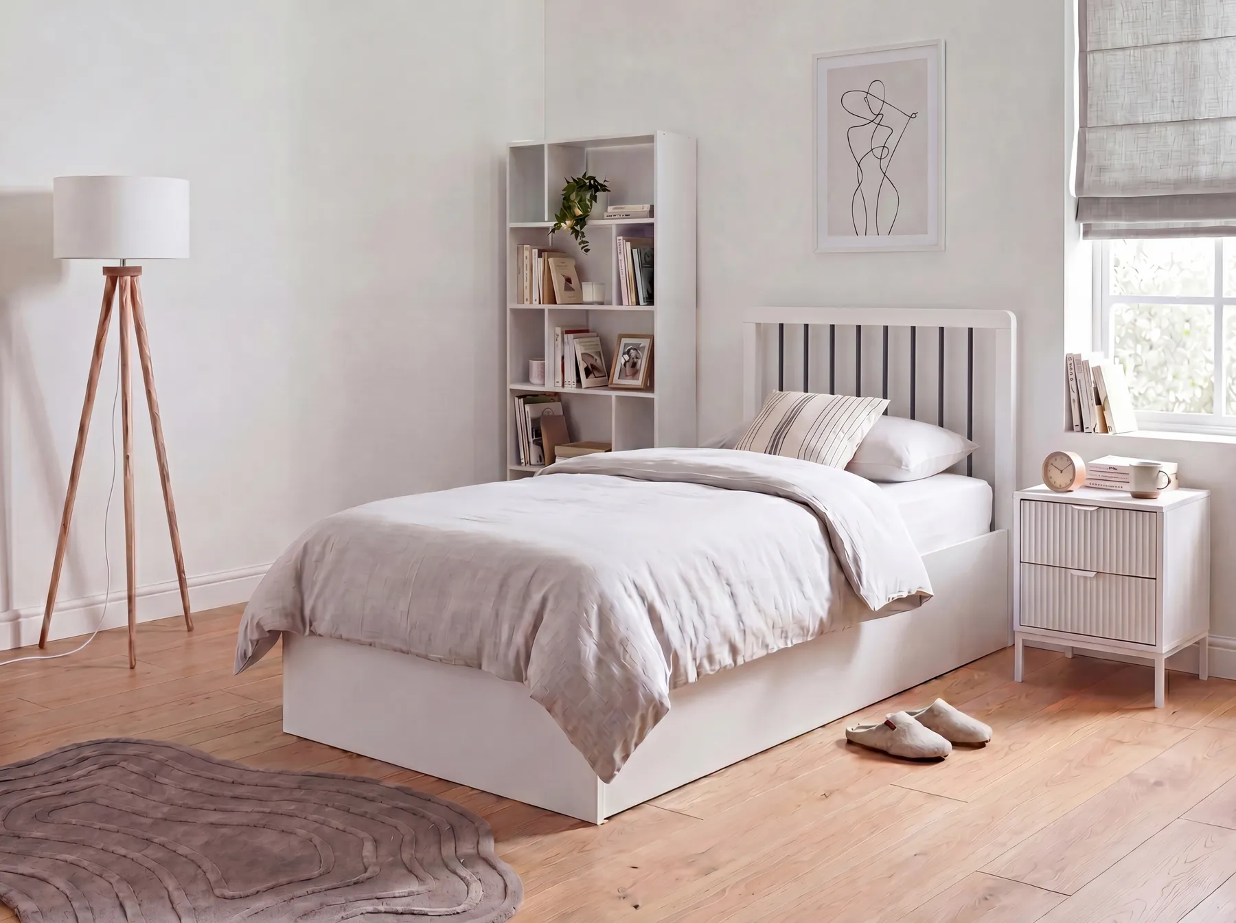 Bett mit Stauraum ROUVILLERS Weiß 90 x 200 cm_907987