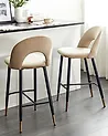 Set mit 2 Barstühlen FALTON Samtstoff Beige