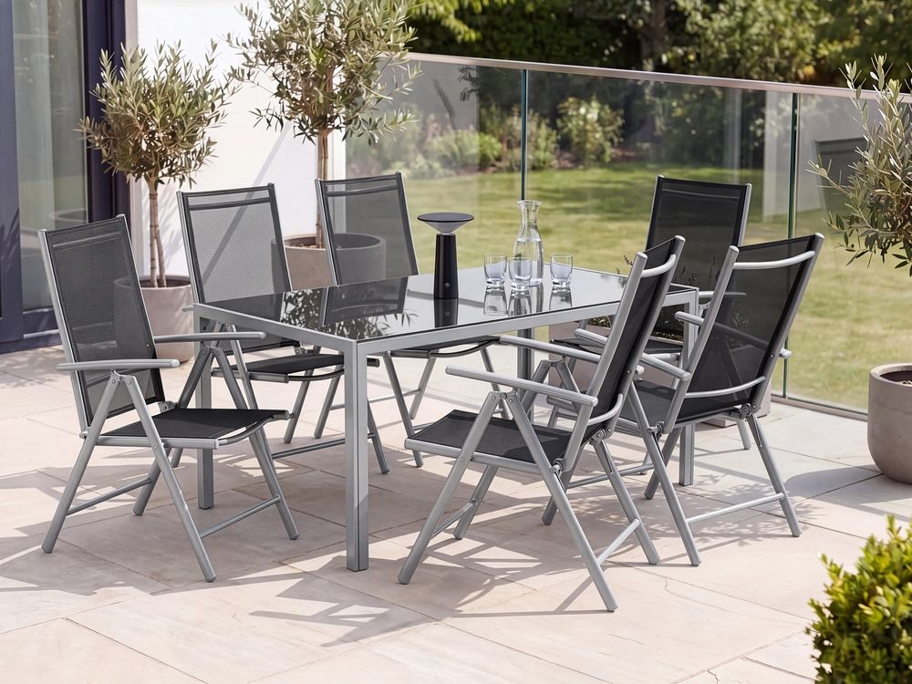 Garden Dining Set 6 Seater CATANIA Metal Black