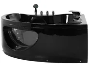 Whirlwanne Eckmodell mit LED TOCOA 190 x 138 cm Schwarz_780587