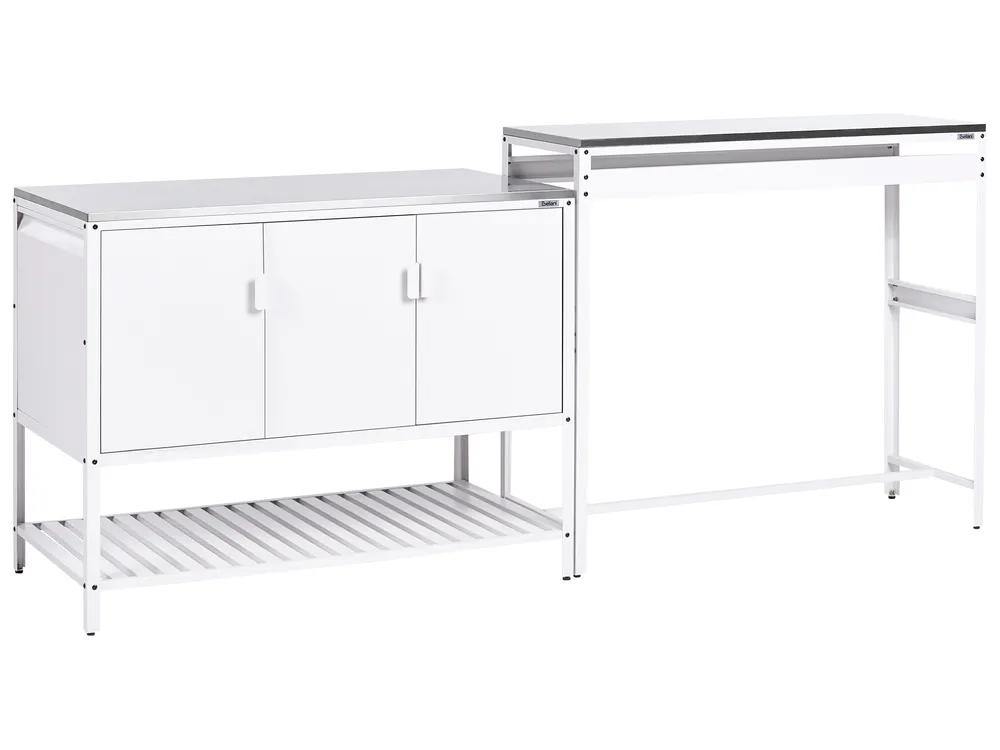 Outdoor-Küchenset mit Bartisch 2-teilig MAENZA Weiß Metall
