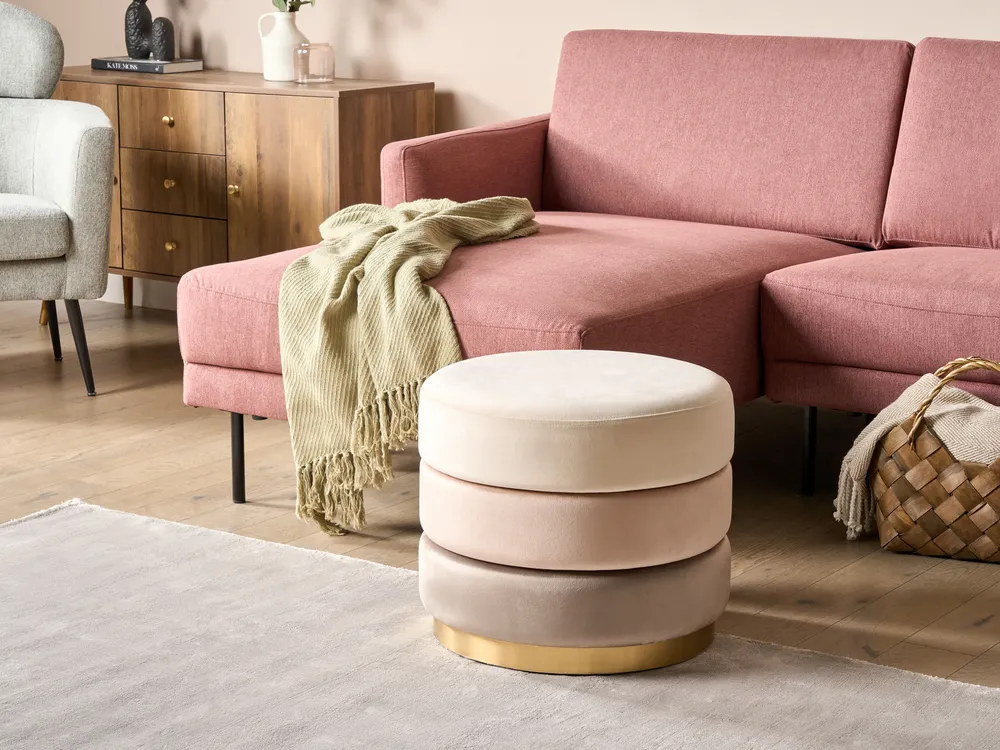 Pouf LOUIN Samtstoff Beige