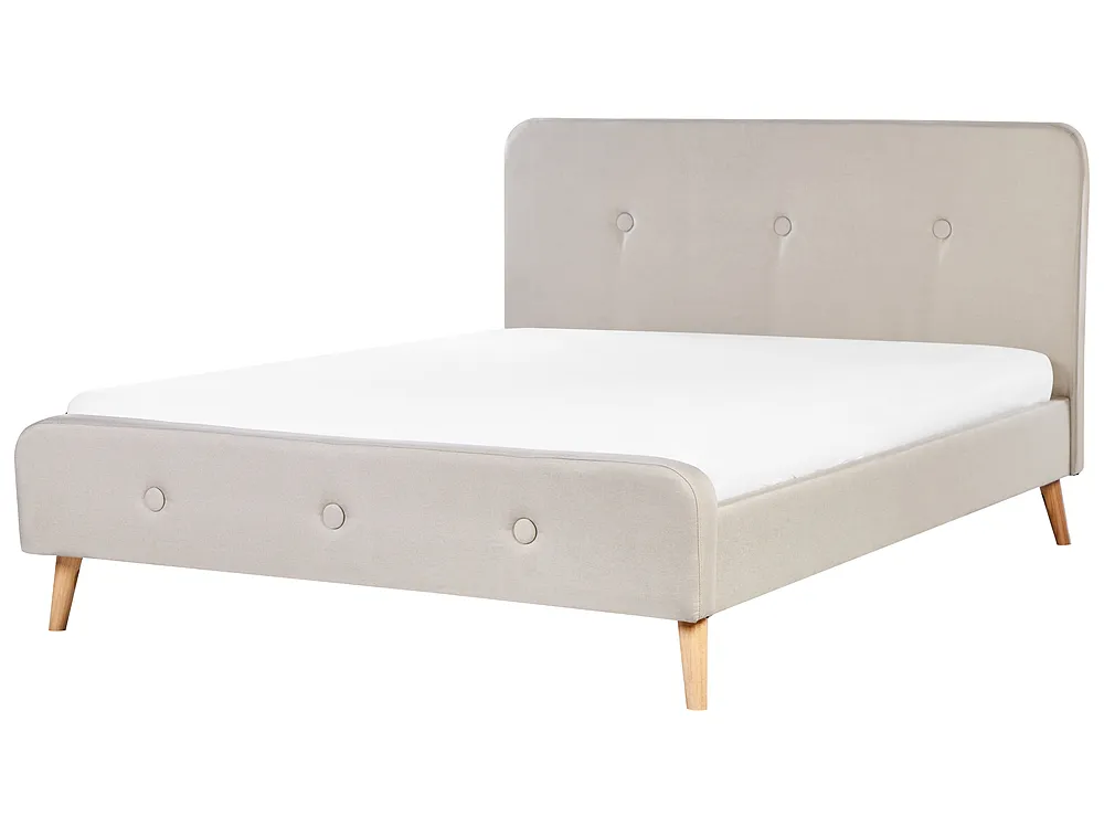 Bett mit Lattenrost Stoff RENNES 160 x 200 cm Hellbeige_708005