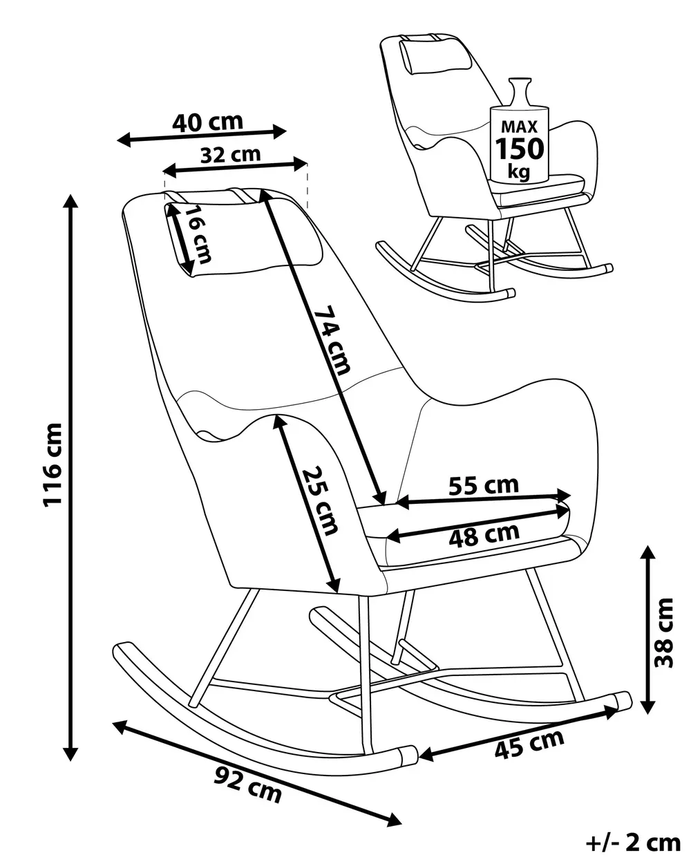 Rocking Chair ARRIE Fabric Yellow_807670