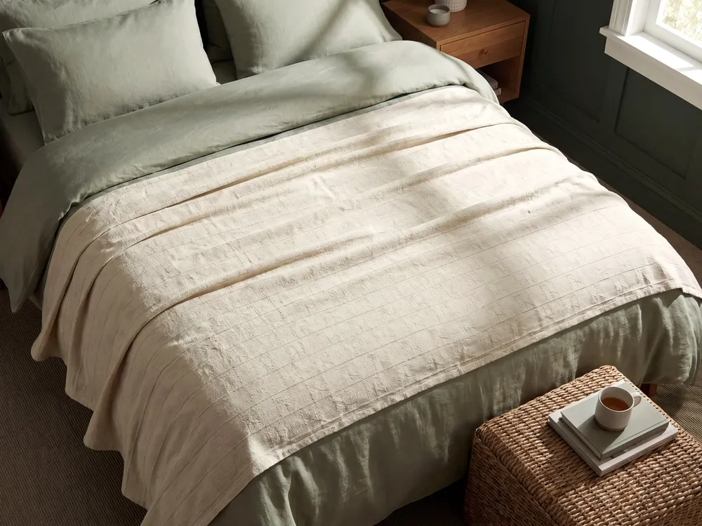 Tagesdecke MARAKA Baumwolle 200 x 220 cm Hellbeige
