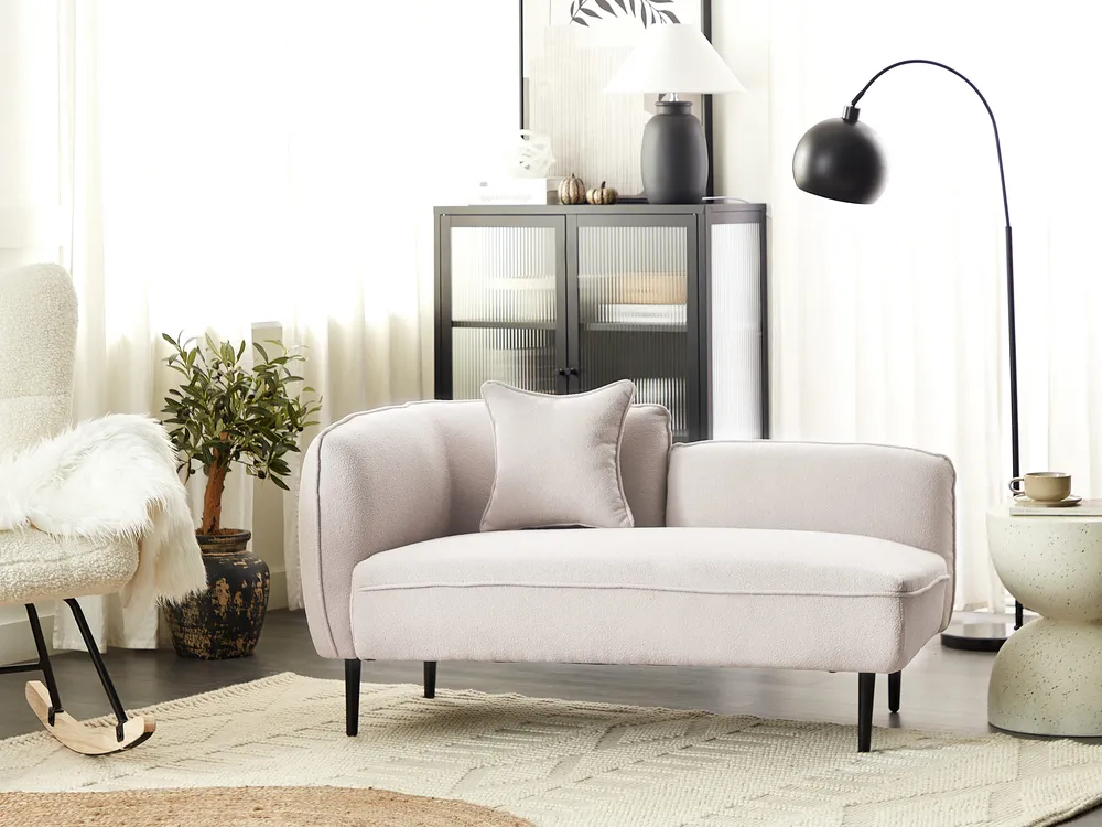 Linksseitige Chaiselongue CHEVANNES Bouclé Hellbeige