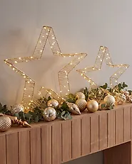 Set od 2 božićne ukrase LED ITALLA 30/38 cm Zvijezda Zlato_1169071