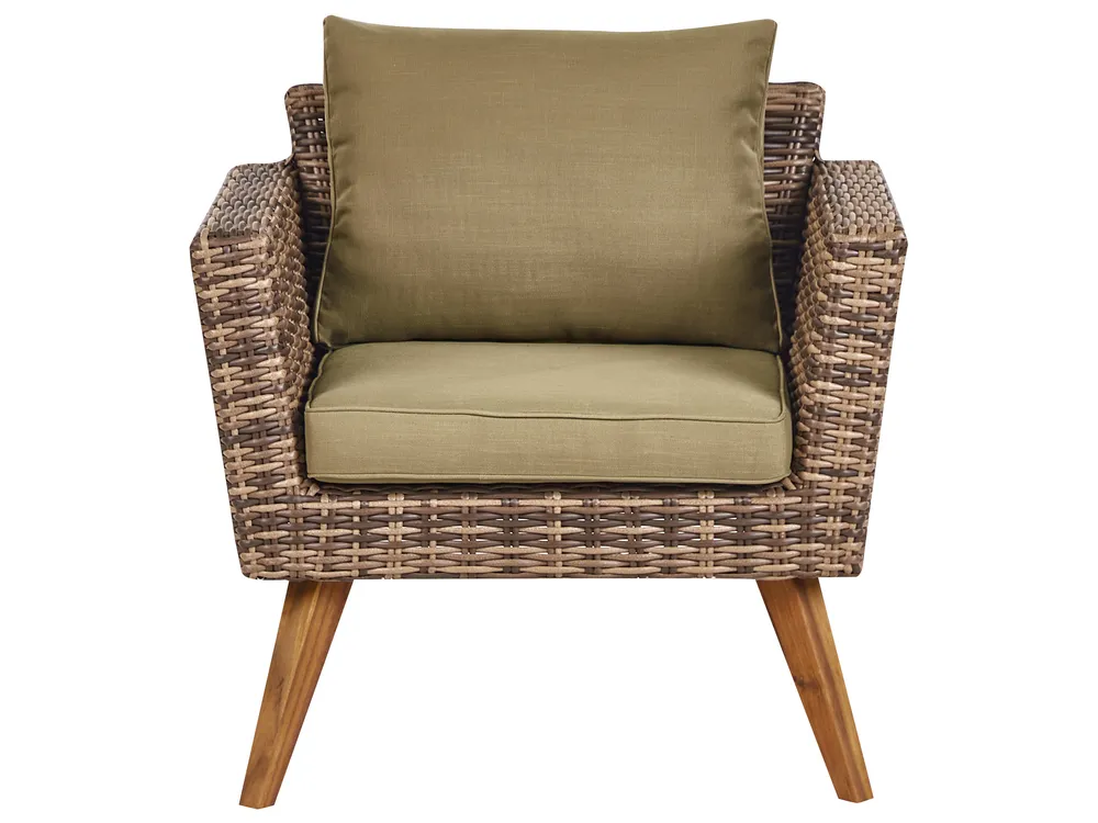 Lounge Set mit Tisch 5-Sitzer VITTORIA XL Polyrattan Olivgrün_928568
