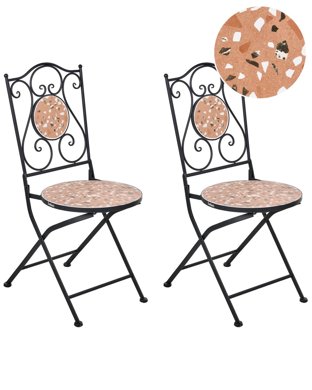 Lot de 2 chaises de jardin ADRANO Pliant Métal Effet terrasse Noir