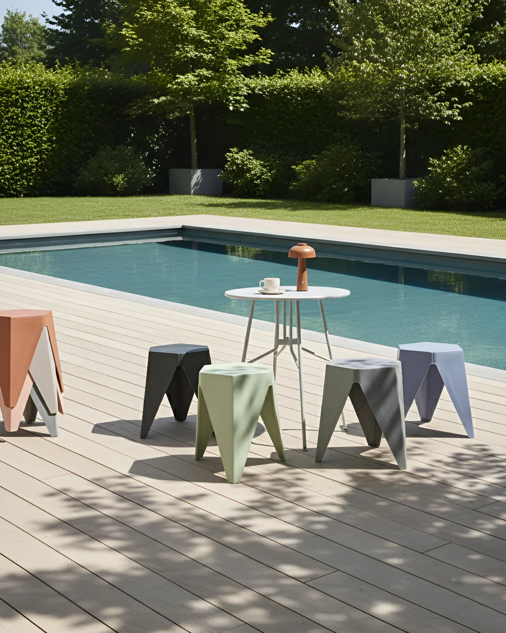 Gartenhocker 4er Set KARAVOS Bunt