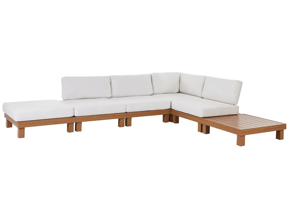 Garten Ecksofa mit Tisch 5-Sitzer SANZA modular Metall Weiß linksseitig