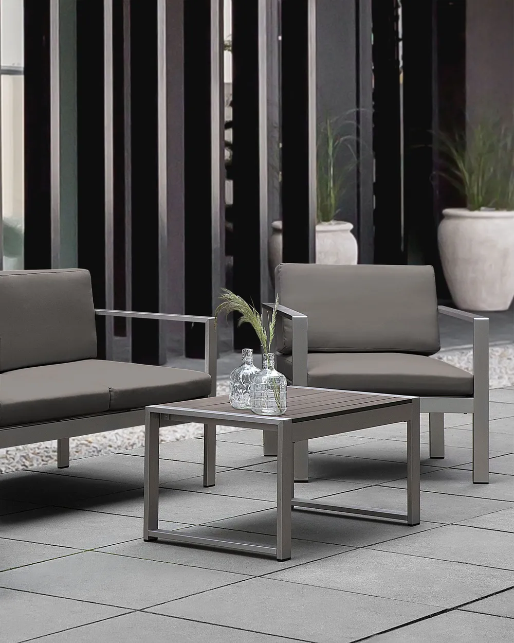 Gartensessel SALERNO Metall Dunkelgrau