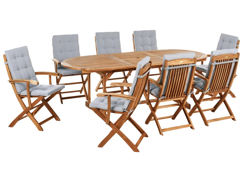 Gartenmöbel Set 8-Sitzer MAUI PREMIUM Akazienholz Hellgrau