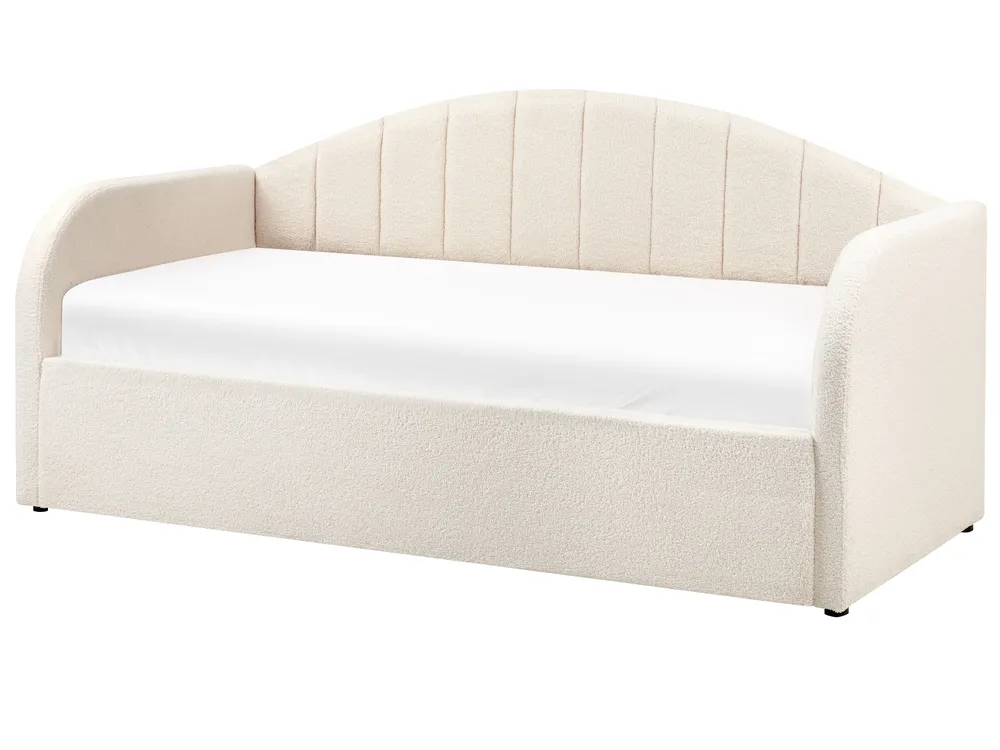 Ausziehbett Bouclé EYBURIE 90 x 200 cm Hellbeige_907952