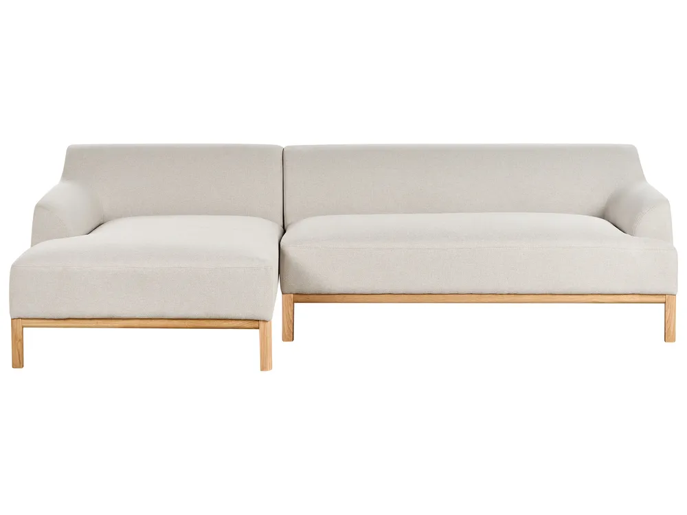 Ecksofa 3-Sitzer SOSJO Stoff Hellbeige rechtsseitig