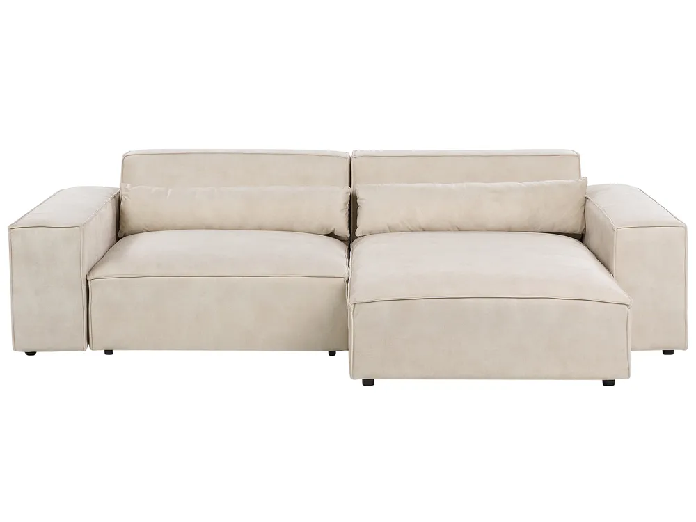 Modul Ecksofa 3-Sitzer HELLNAR Samtstoff Hellbeige linksseitig