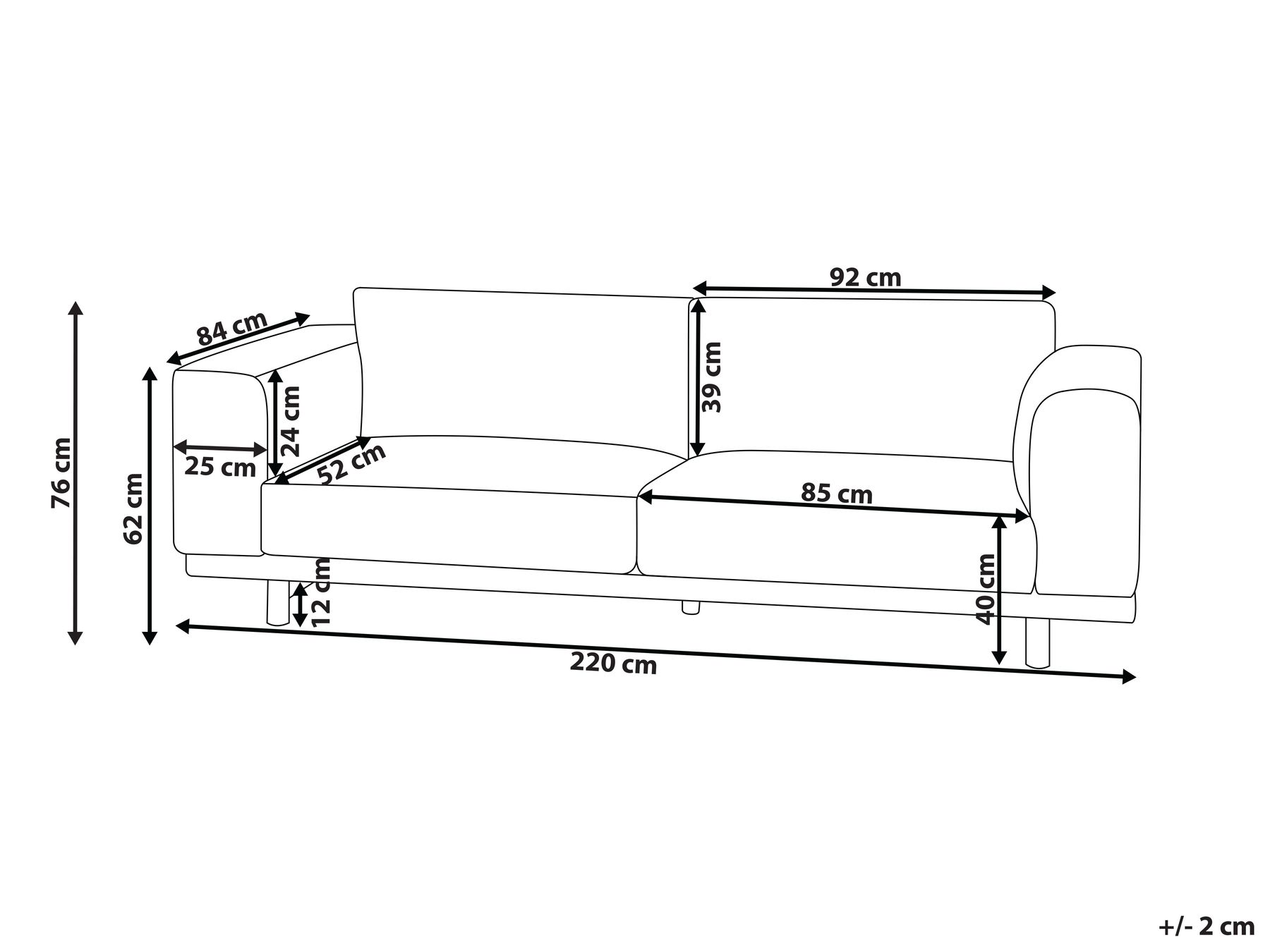 Sofa 3-Sitzer NIVALA Stoff Hellbeige_874126