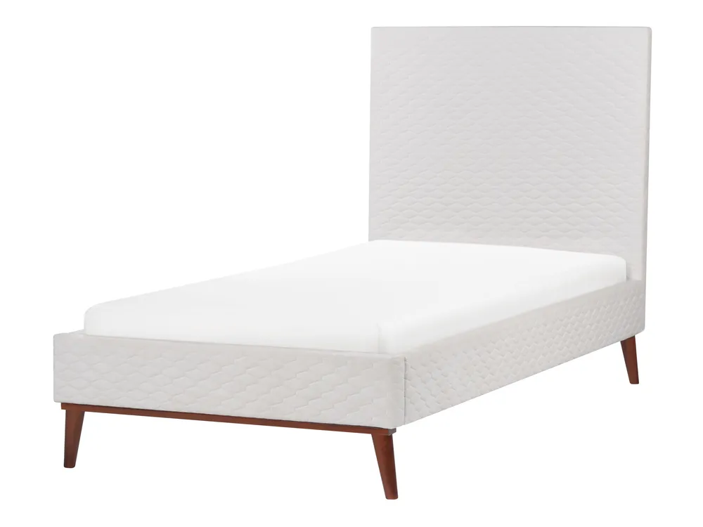 Bett mit Lattenrost Samtstoff BAYONNE 90 x 200 cm Cremeweiß_901306