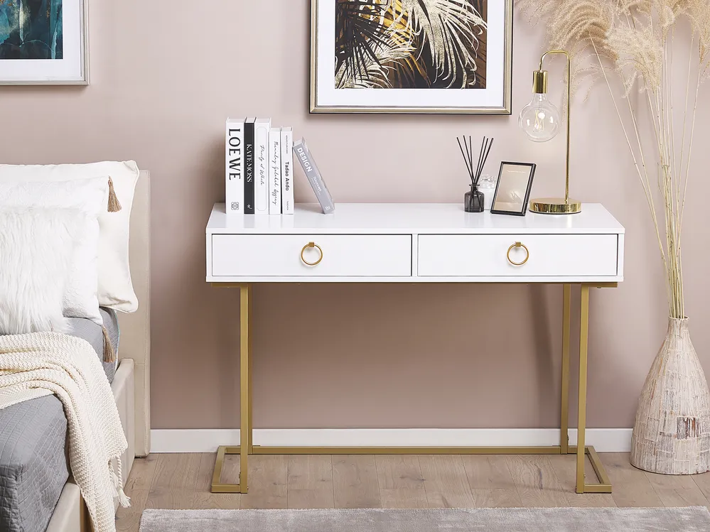 Konsolentisch WESTPORT 115 cm 50 cm mit Schubladen Weiß / Gold