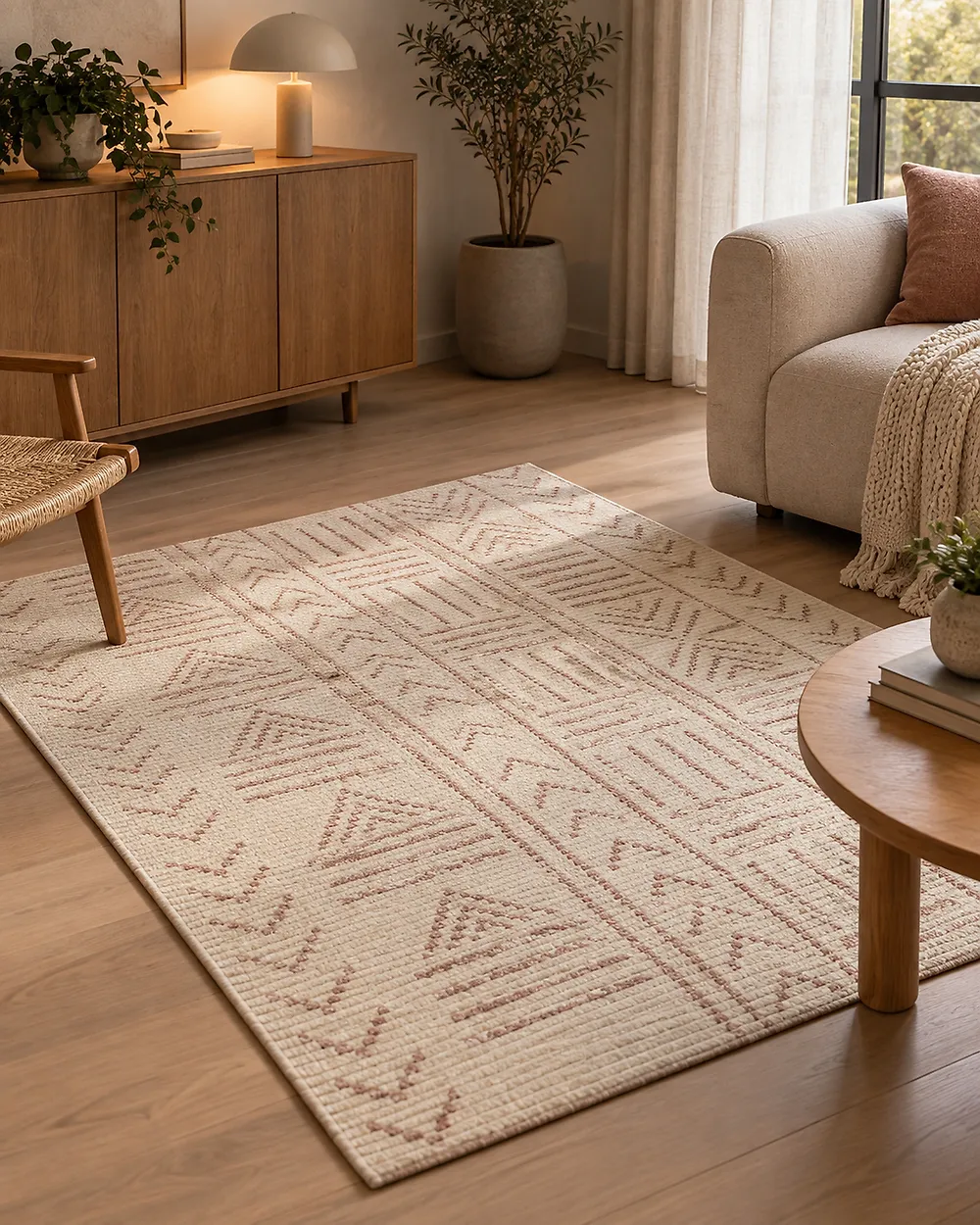 Teppich EDIRNE Beige 140 x 200 cm Baumwolle