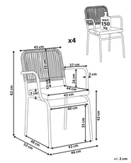 Set mit 4 Stühlen und Sitzkissen TACENO Metall Grau_1007834