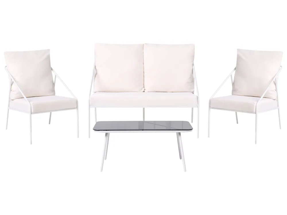 Lounge Set mit Tisch 4-Sitzer USTICA Metall Weiß