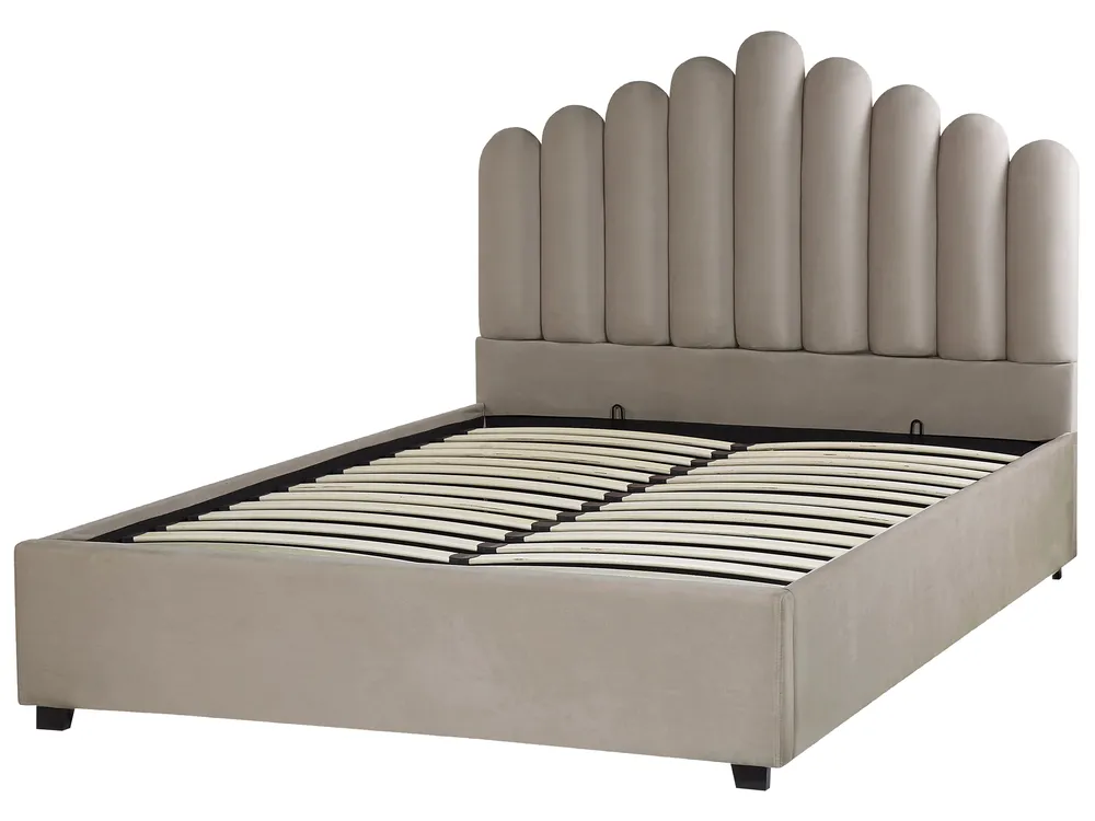 Bett mit Stauraum VINCENNES Samtstoff Taupe 140 x 200 cm_837301