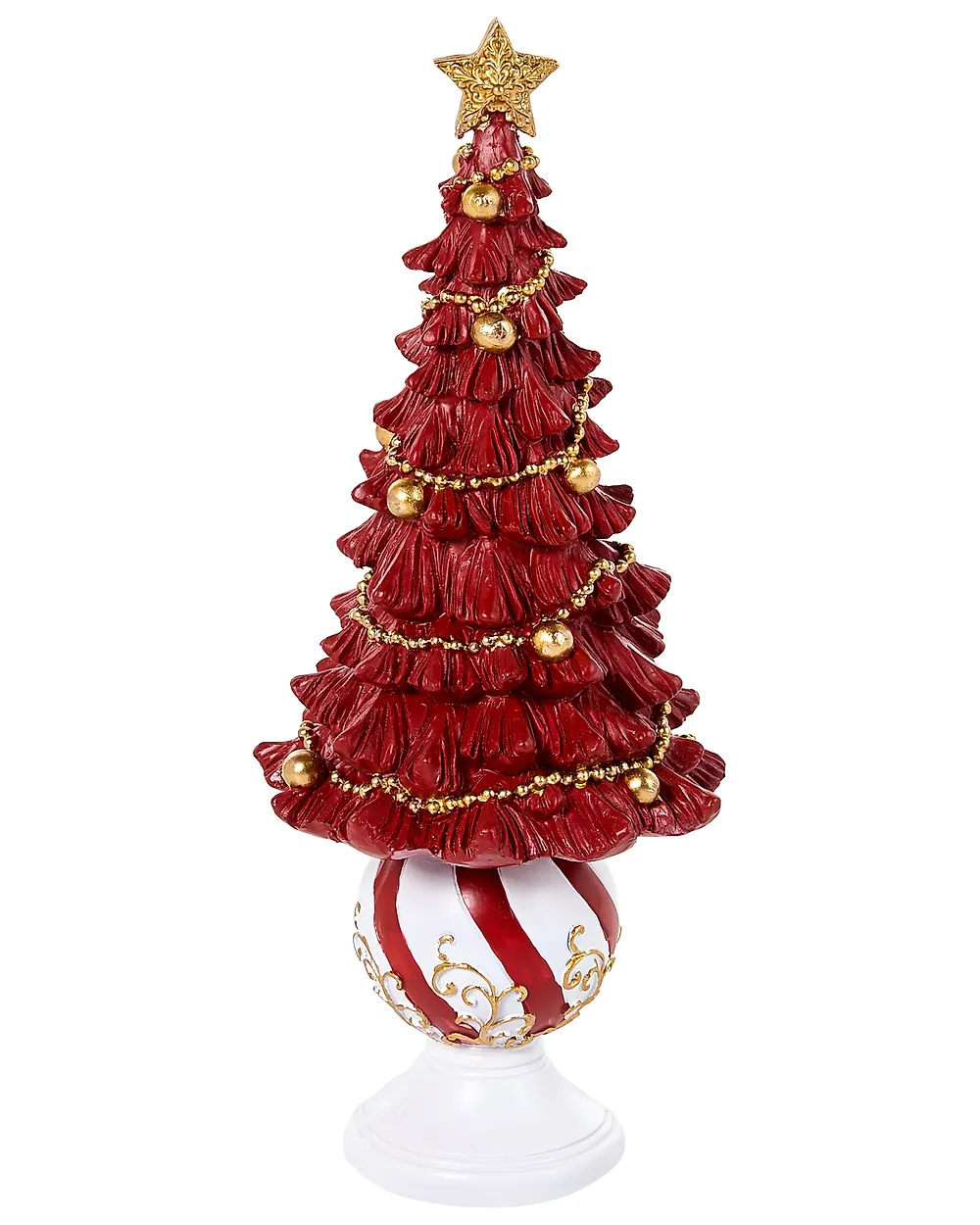 Set van 3 kerstdecoraties HITIS 32/32/40 cm Kerstboom Rood/wit_1175563