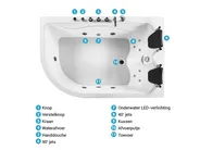 Hoek bubbelbad met LED CALAMA 180 x 120 cm Wit linkszijdig_781606