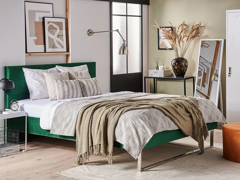Bett mit Lattenrost Samtstoff BELLOU 140 x 200 cm Grün_777598
