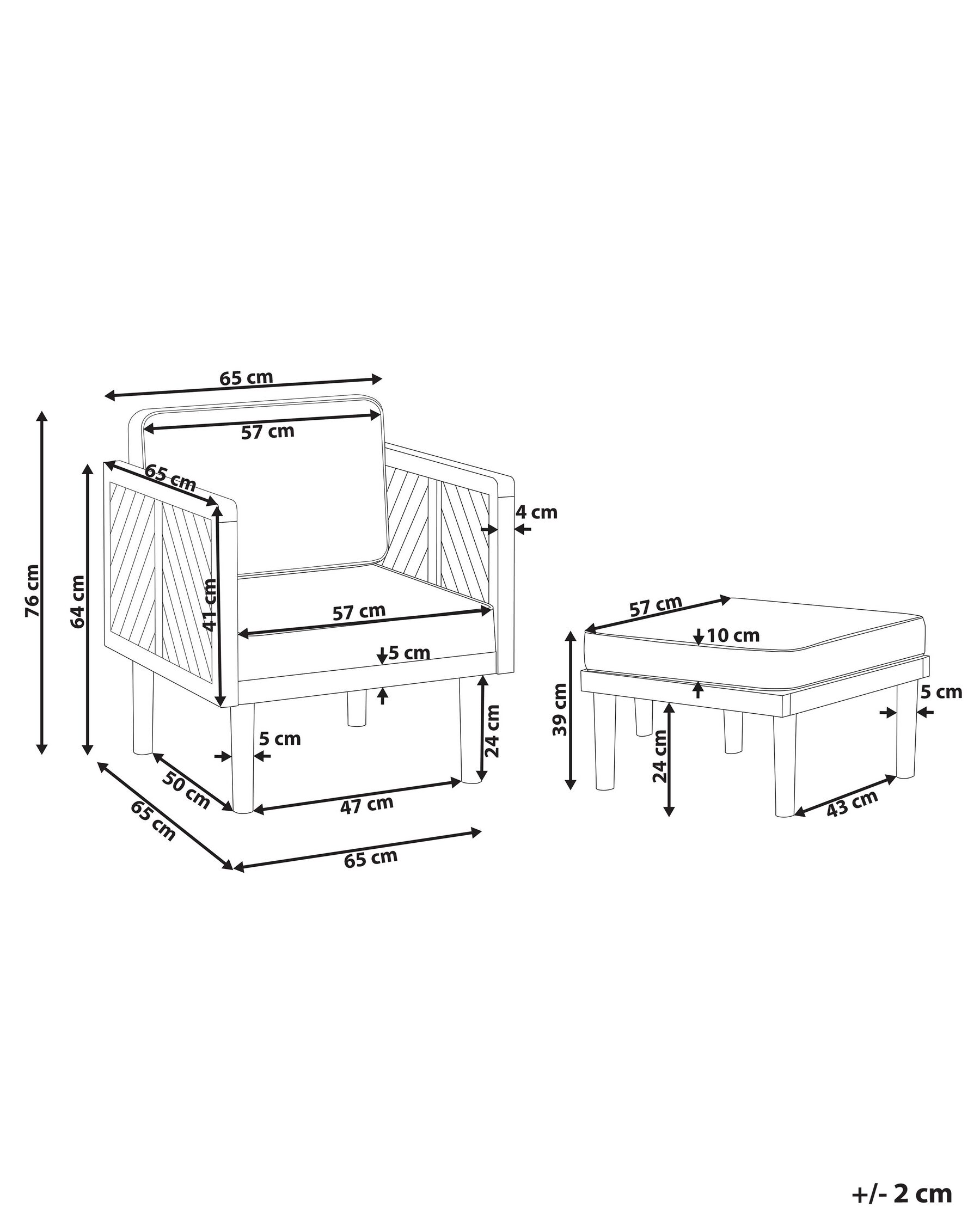 Gartensessel mit Ottomane BARATTI Akazienholz Braun_830632