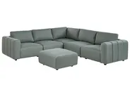 Modular Corner Sofa 5 Seater KIVVIK with Ottoman Fabric Green Left Hand_1045844