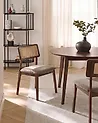 Esszimmerstuhl 2er Set EMBAR Holz Braun / Taupe