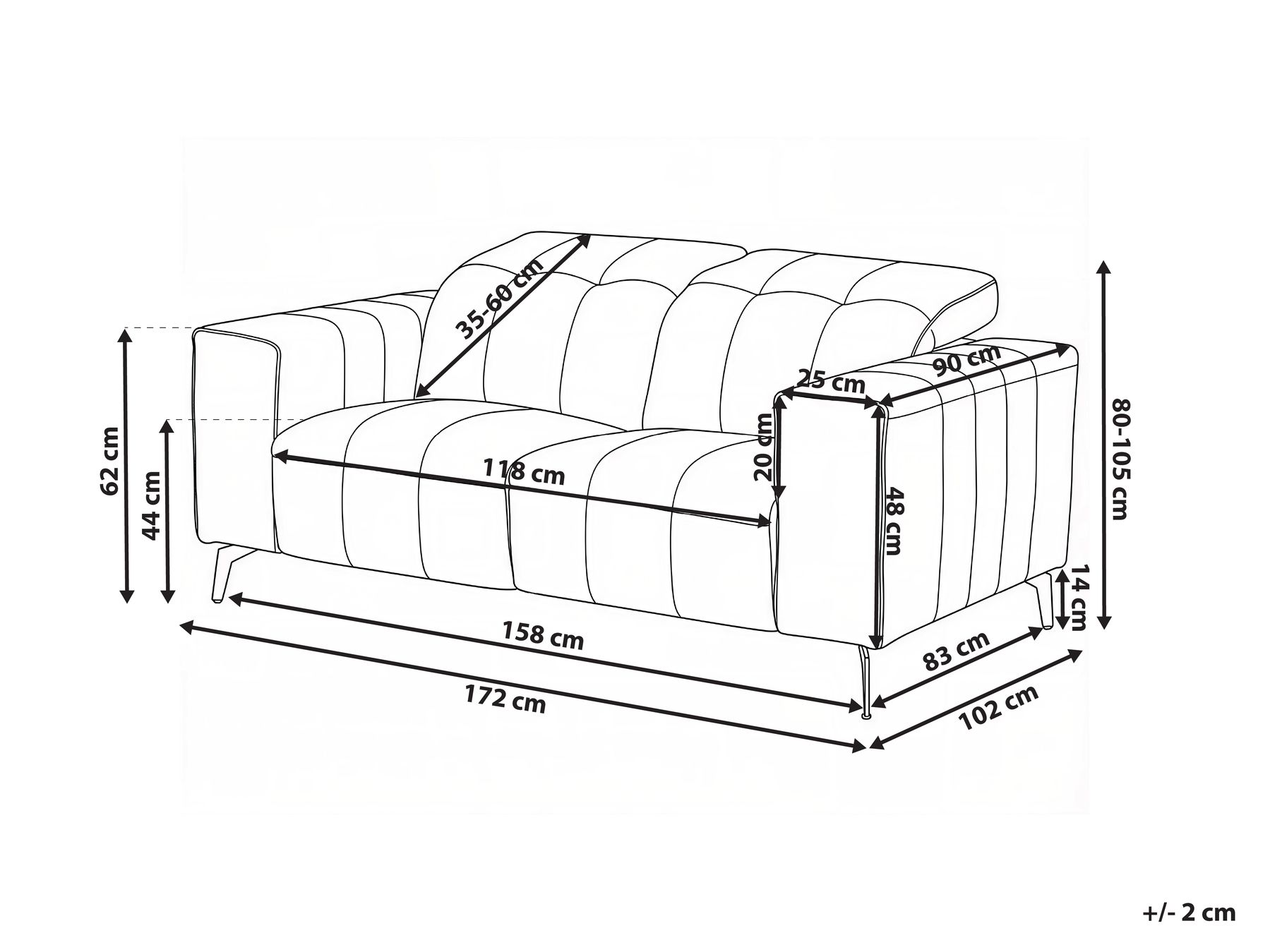 Sofa 2-Sitzer OMMEL Stoff Hellbeige_1036393