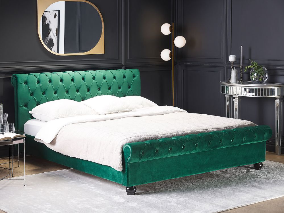 Waterbed Velvet AVALLON 180 x 200 cm (EU Super King) Emerald Green