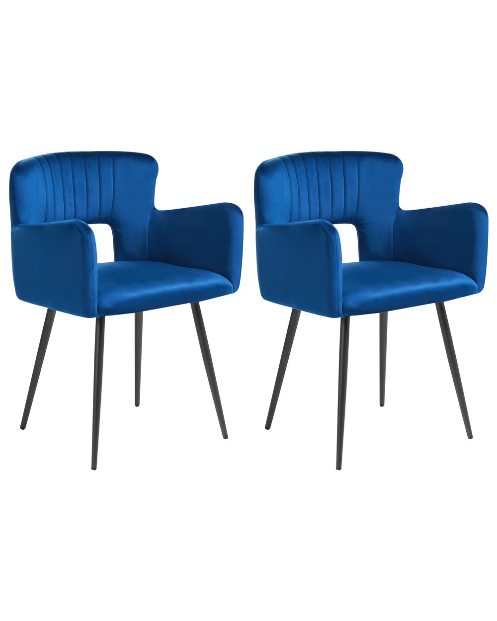 Set van 2 eetkamerstoelen SANILAC Fluweel Marineblauw