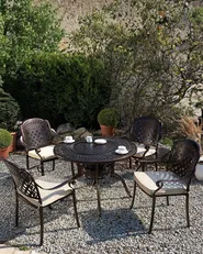 Set mit 4 Stühlen und Sitzkissen MANFRIA Metall Dunkelbraun_765569