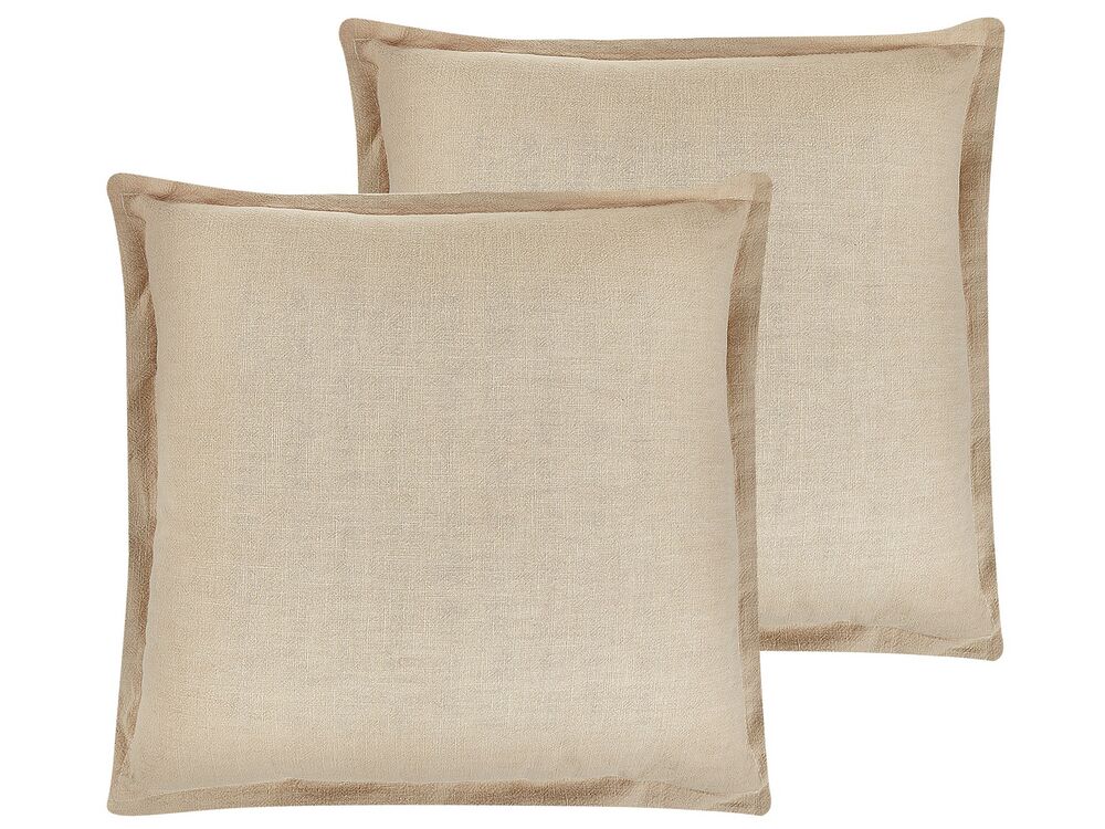 Set of 2 Decorative Cushions GUZMANIA 45 x 45 cm Beige Solid