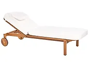 Sonnenliege mit Kissen LATERZA  mit Relaxfunktion zertifiziertes Akazienholz Weiß_1165854