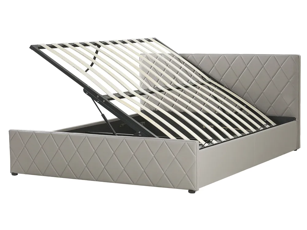 Bett mit Stauraum ROCHEFORT Kunstleder Taupe 160 x 200 cm