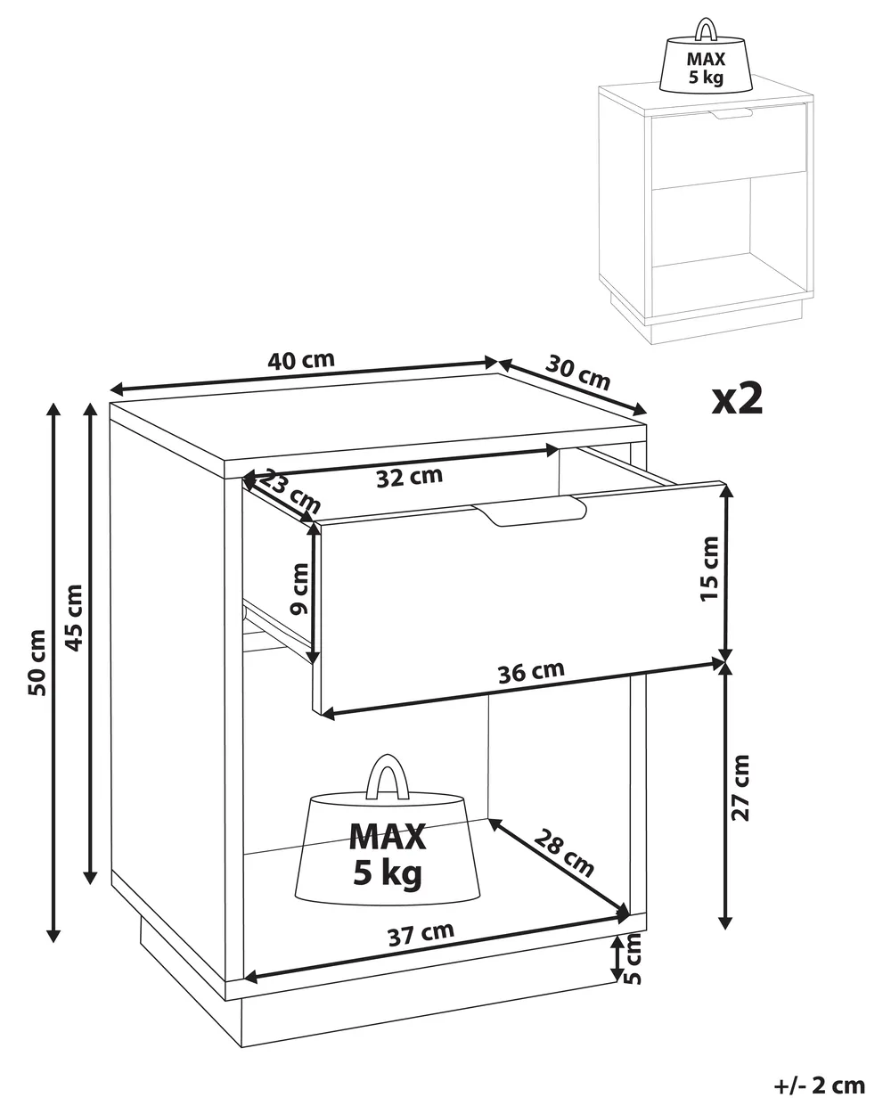 Set of 2 Bedside Tables SUMMERVILLE White_1043404