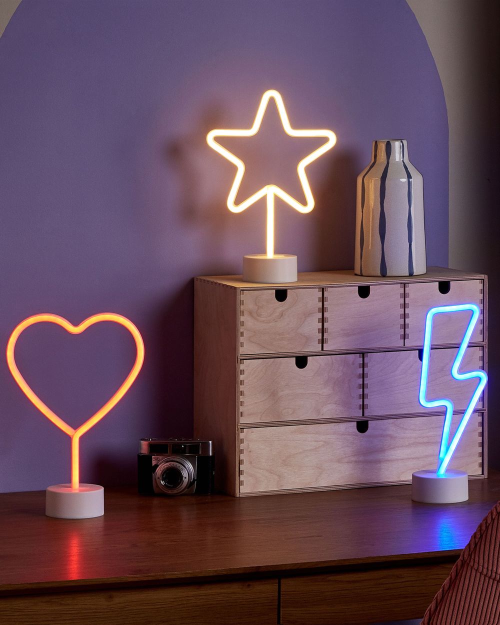 Komplet 3 neonskih LED luči FLORETTA Večbarvno