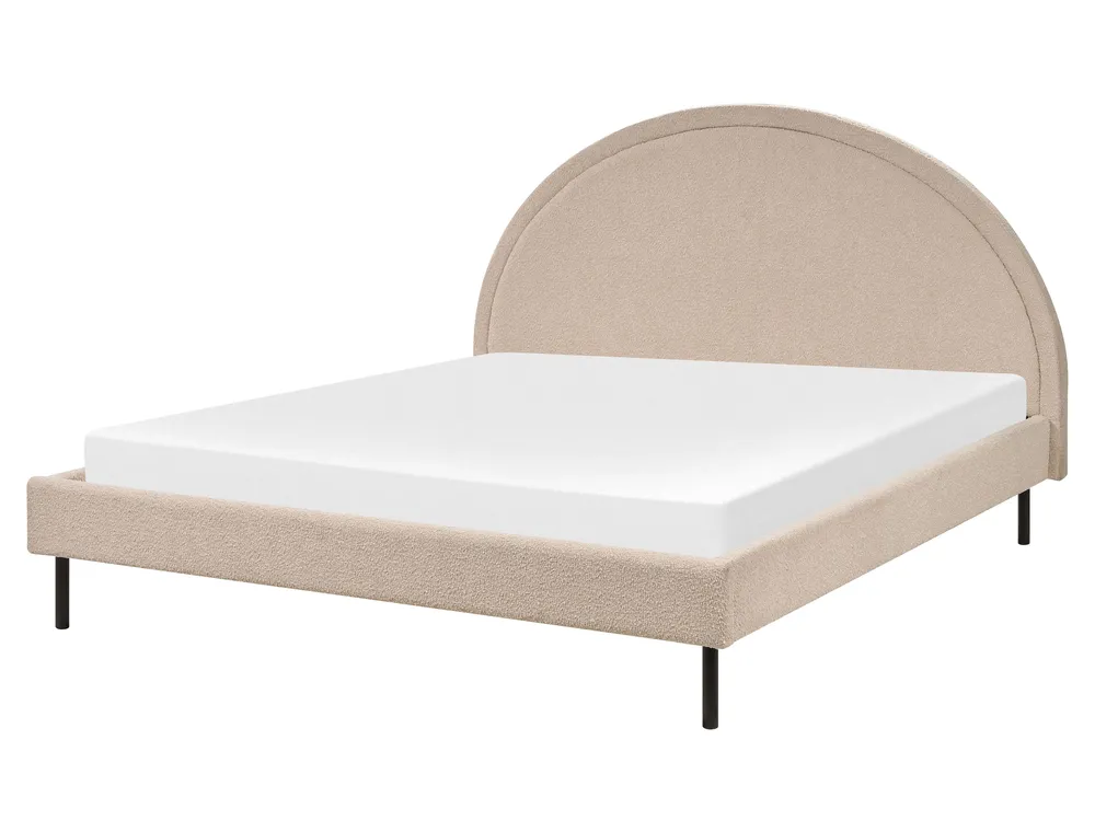 Bed Boucle MARGUT 160 x 200 cm (EU King Size) Beige_887245