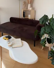 Rechtsseitige Chaiselongue MIRMANDE Samtstoff Dunkelbraun_1173861